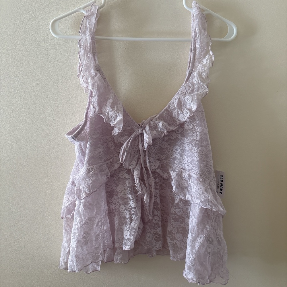 Old Navy Lavender Lace Ruffle Tie-Front Tank